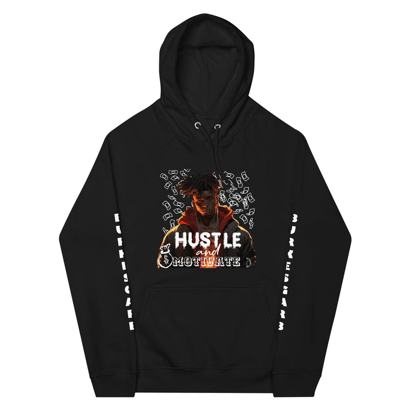 Stay Inspired and Motivated with BurkesGarb Hustle and Motivate Unisex Eco Raglan Hoodie | Sustainable and Stylish Apparel