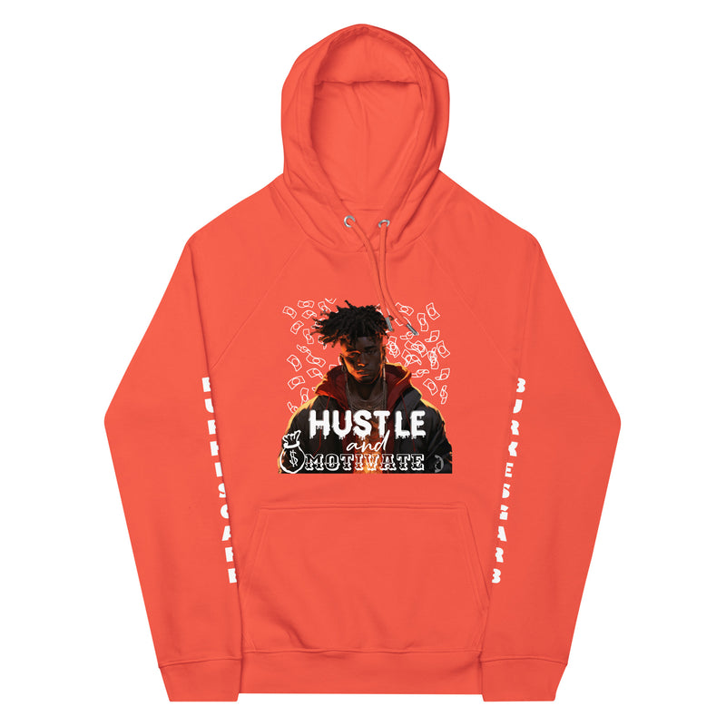 Stay Inspired and Motivated with BurkesGarb Hustle and Motivate Unisex Eco Raglan Hoodie | Sustainable and Stylish Apparel