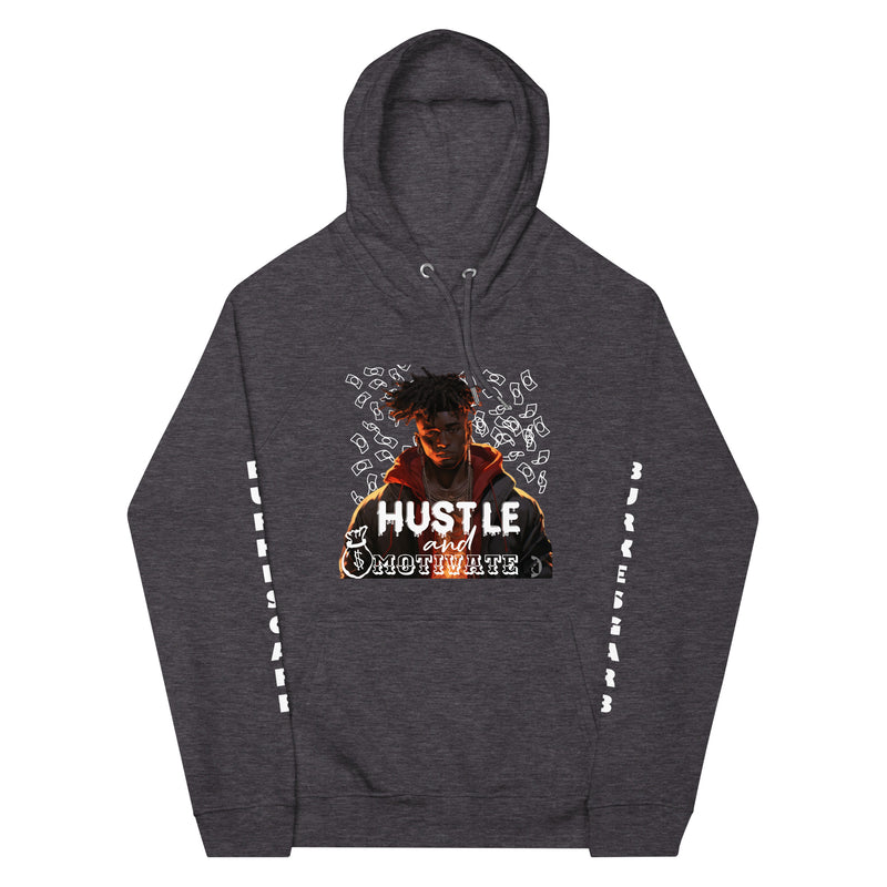 Stay Inspired and Motivated with BurkesGarb Hustle and Motivate Unisex Eco Raglan Hoodie | Sustainable and Stylish Apparel