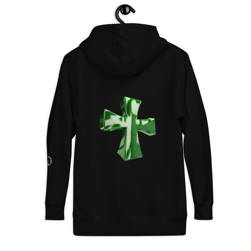 "Stay Stylish and Comfortable with the Burkesgarb Smoke Green Cross Unisex Hoodie"