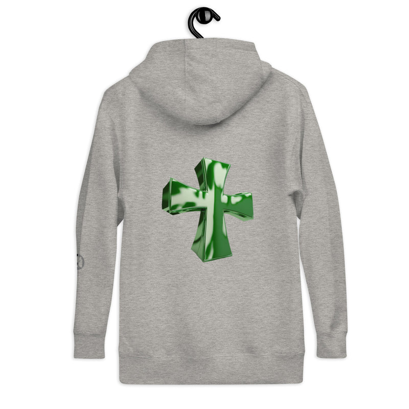 "Stay Stylish and Comfortable with the Burkesgarb Smoke Green Cross Unisex Hoodie"