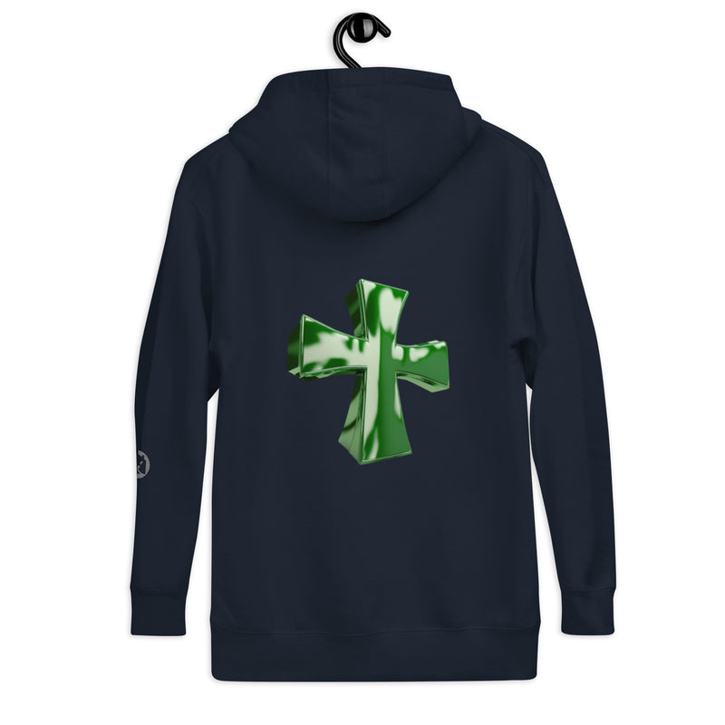 "Stay Stylish and Comfortable with the Burkesgarb Smoke Green Cross Unisex Hoodie"