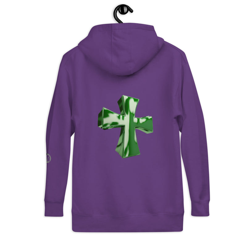"Stay Stylish and Comfortable with the Burkesgarb Smoke Green Cross Unisex Hoodie"