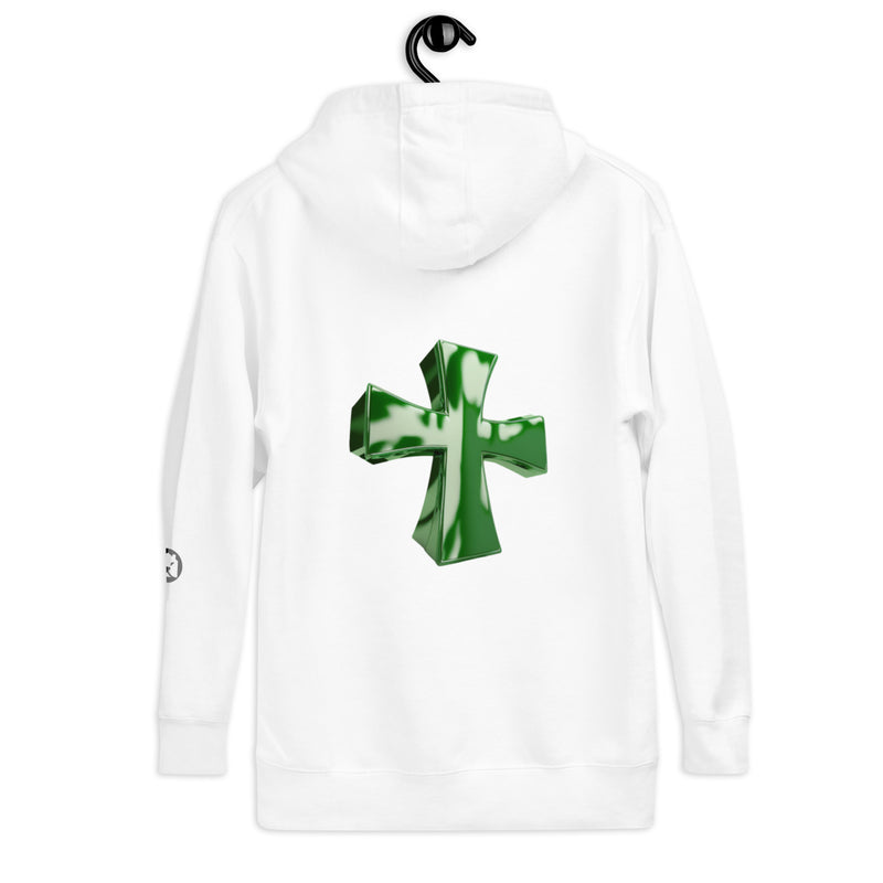 "Stay Stylish and Comfortable with the Burkesgarb Smoke Green Cross Unisex Hoodie"