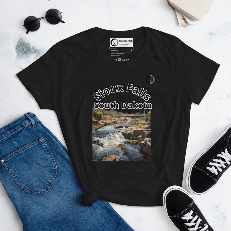 Sioux Falls South Dakota Women's Short Sleeve T-Shirt at Burkesgarb - Embrace Hometown Pride!