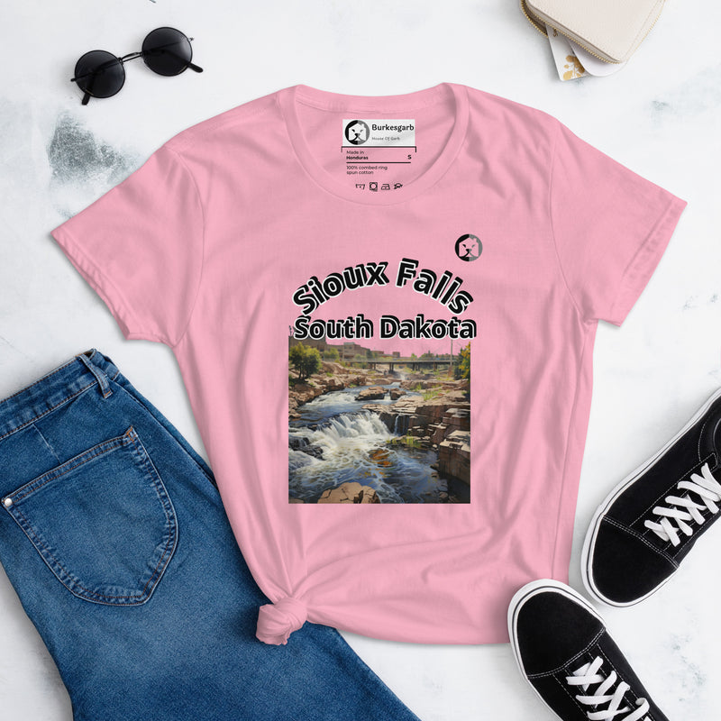 Sioux Falls South Dakota Women's Short Sleeve T-Shirt at Burkesgarb - Embrace Hometown Pride!