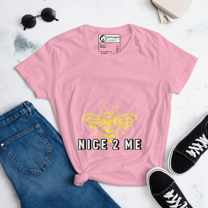 Spread Positivity with the Burkesgarb 'Bee Nice 2 Me' Women's Short Sleeve T-Shirt