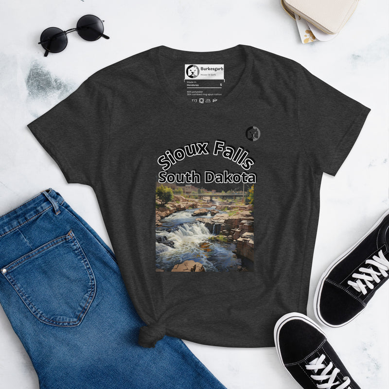 Sioux Falls South Dakota Women's Short Sleeve T-Shirt at Burkesgarb - Embrace Hometown Pride!