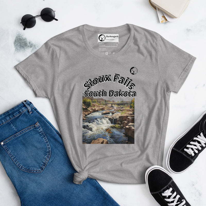 Sioux Falls South Dakota Women's Short Sleeve T-Shirt at Burkesgarb - Embrace Hometown Pride!