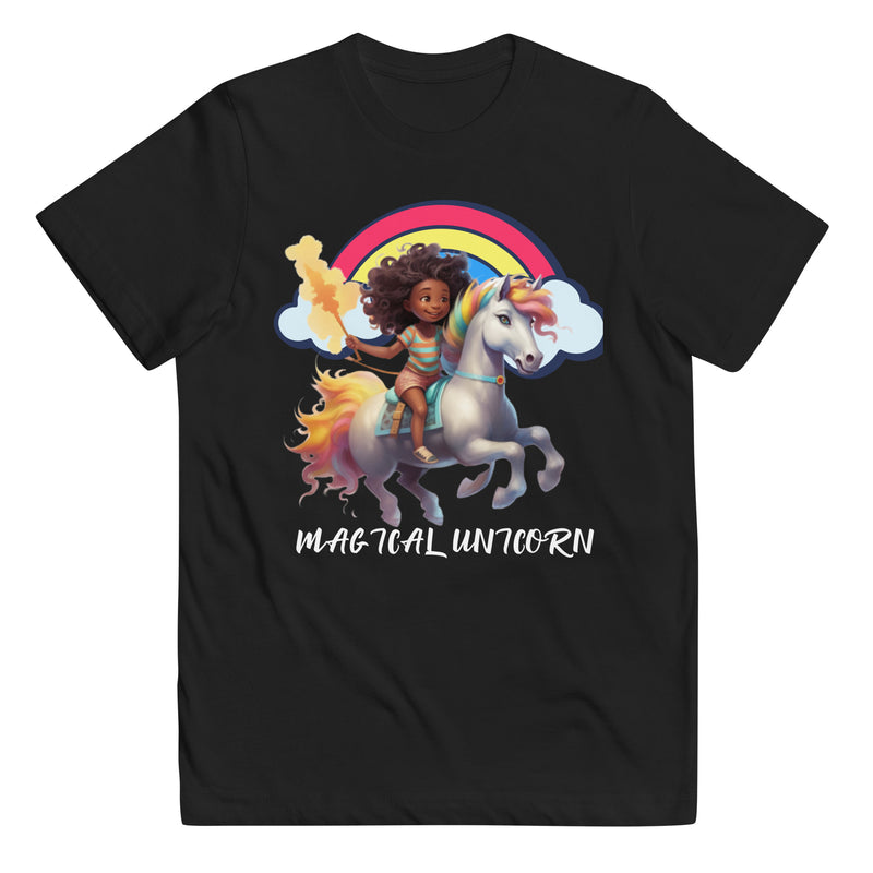 "Spark Imagination with Burkesgarb Girls Magical Unicorn Youth T-Shirt"