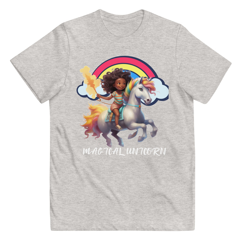 "Spark Imagination with Burkesgarb Girls Magical Unicorn Youth T-Shirt"