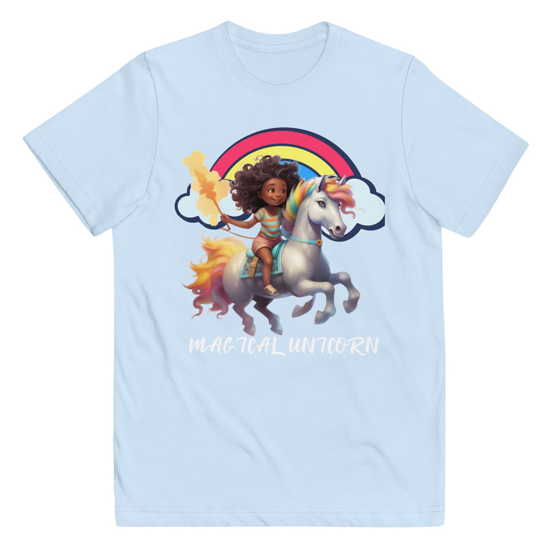 "Spark Imagination with Burkesgarb Girls Magical Unicorn Youth T-Shirt"
