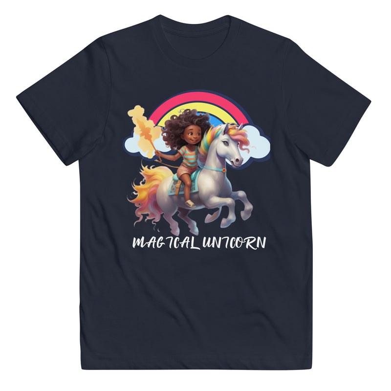 "Spark Imagination with Burkesgarb Girls Magical Unicorn Youth T-Shirt"
