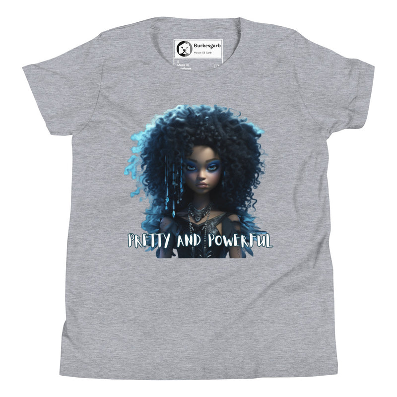 "Empower Young Girls with Burkesgarb 'Pretty & Powerful' Girl Youth Short Sleeve T-Shirt"