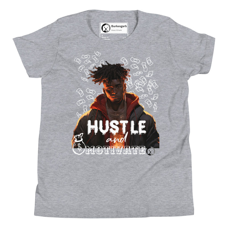 Empower Young Minds with BurkesGarb Hustle and Motivate Youth T-Shirt | Inspirational Apparel for Kids