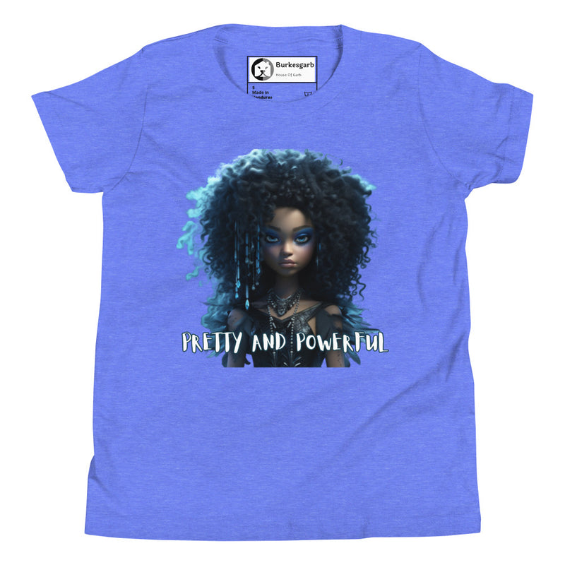 "Empower Young Girls with Burkesgarb 'Pretty & Powerful' Girl Youth Short Sleeve T-Shirt"