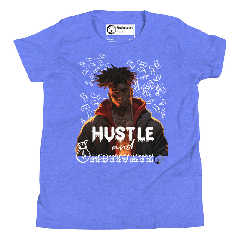 Empower Young Minds with BurkesGarb Hustle and Motivate Youth T-Shirt | Inspirational Apparel for Kids