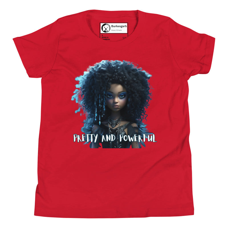 "Empower Young Girls with Burkesgarb 'Pretty & Powerful' Girl Youth Short Sleeve T-Shirt"