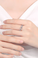 Timeless Brilliance: Moissanite Cutout Rhodium-Plated Ring at Burkesgarb