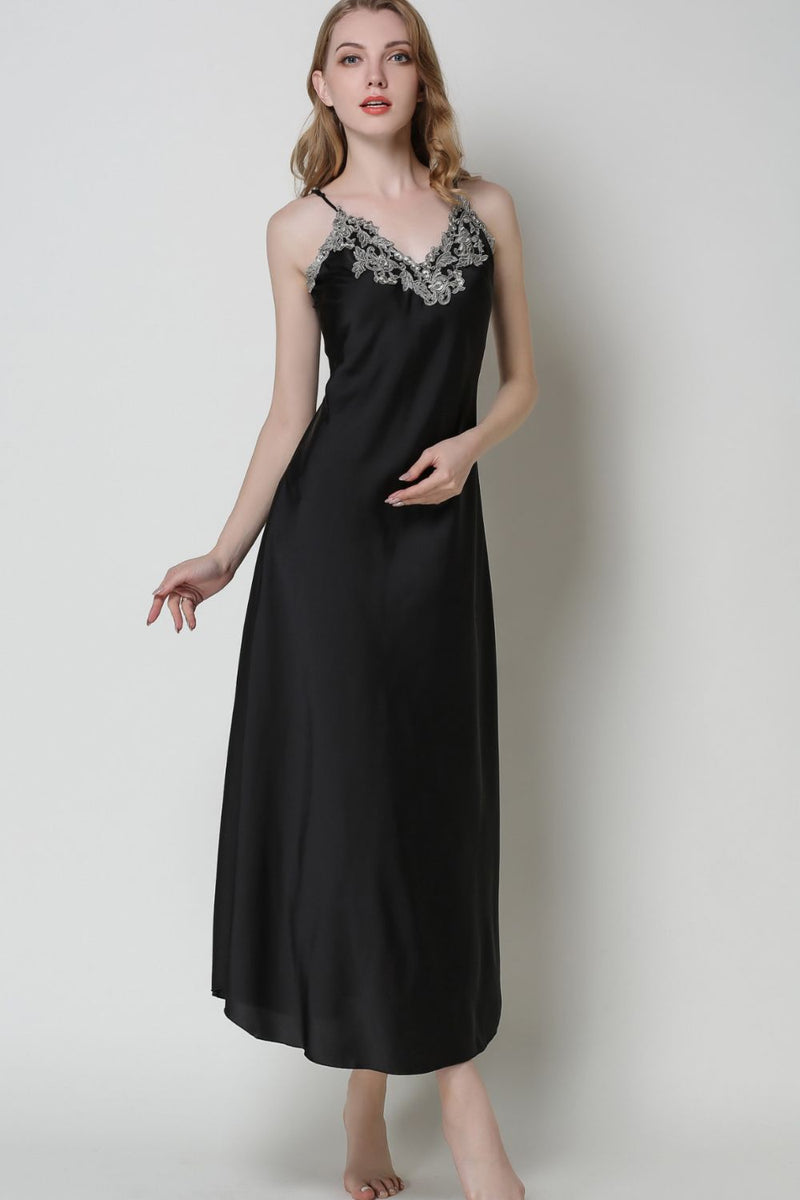 "Luxurious Comfort: Full Size Satin Night Dress at Burkesgarb