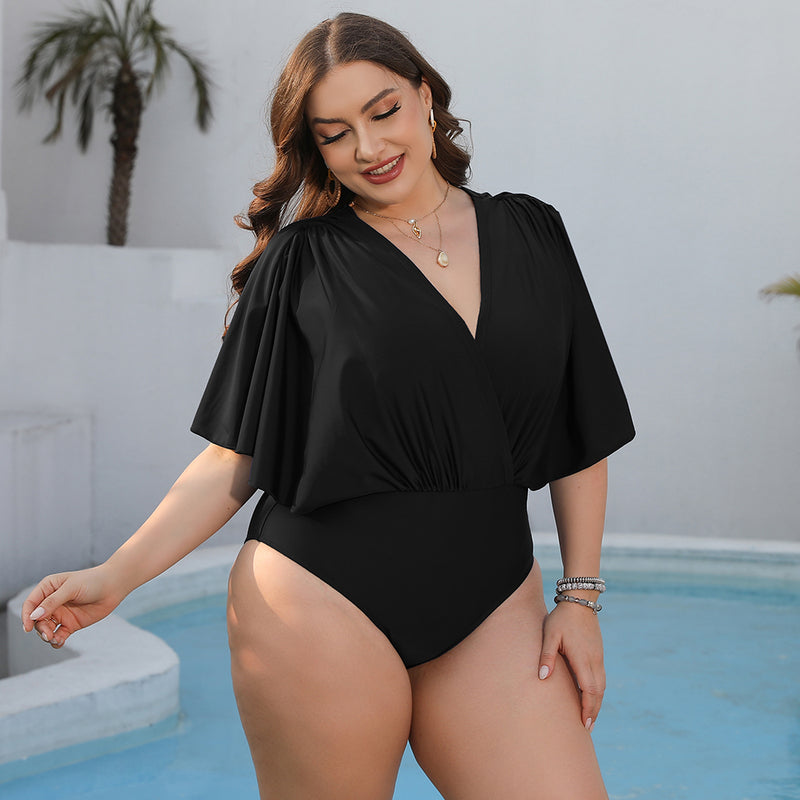 Flattering and Fashionable: Plus Size One-Piece Swimsuit at Burkesgarb