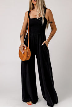 Effortlessly Chic: Square Neck Wide Leg Jumpsuit with Pockets