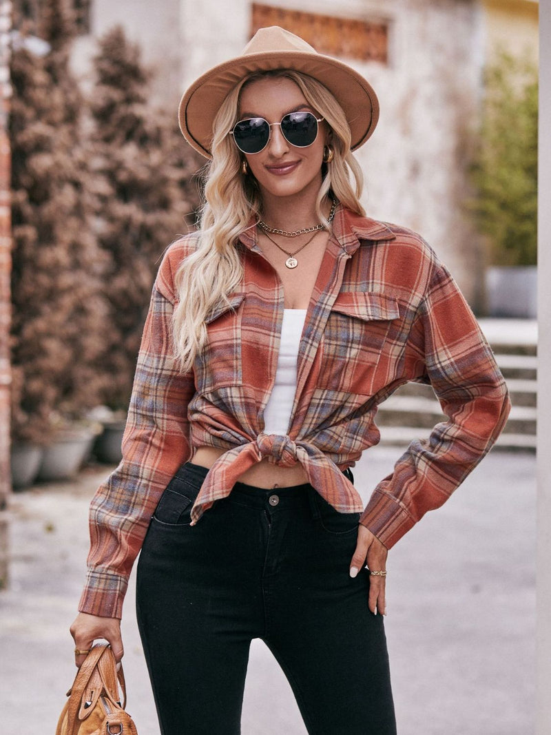 Effortlessly Stylish: Plaid Dropped Shoulder Longline Shirt at Burkesgarb