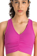 Stay Supported and Stylish with the Gathered Detail Halter Neck Sports Bra at Burkesgarb