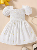 Baby Girl Printed Square Neck Smocked Dress