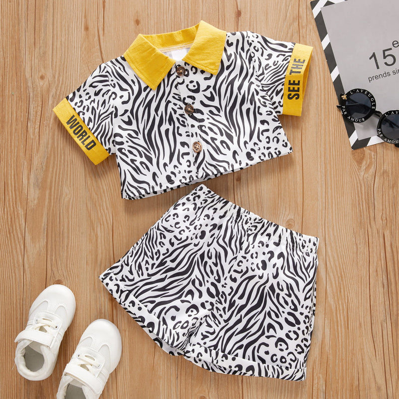 Wild and Stylish: Zebra Design Shirt and Shorts Set at Burkesgarb