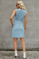 Chic Comfort: Round Neck Slit Sleeveless Sweater Dress - Shop Now at Burkesgarb