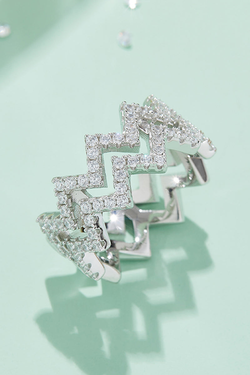 Mesmerizing Brilliance: Moissanite Zigzag Stacking Rings at Burkesgarb