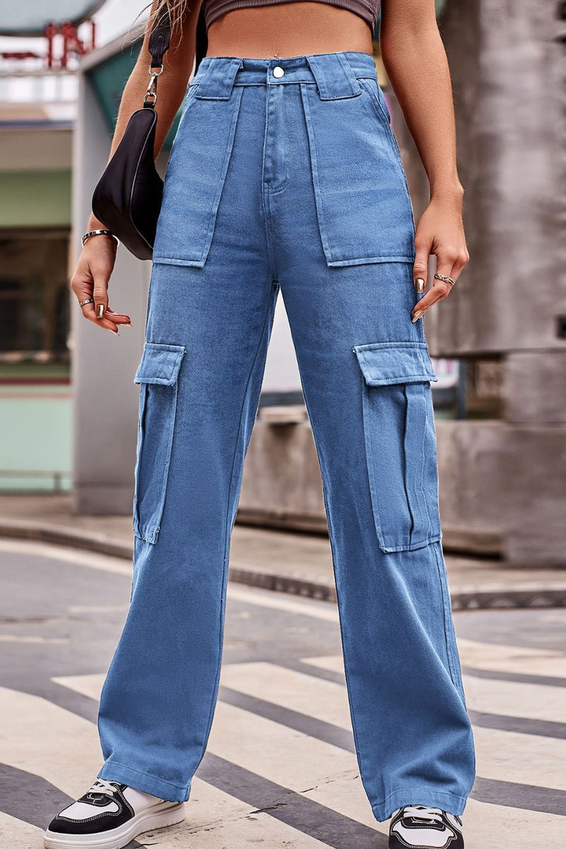 Effortless Chic: Buttoned High Waist Loose Fit Jeans