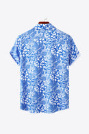 "Burkesgarb Plant Lapel Collar Short Sleeve Shirt - Embrace Nature with Style!"