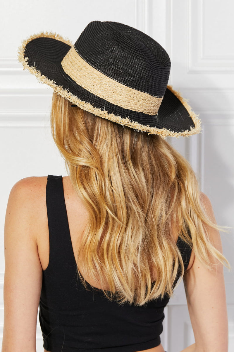 Adorable and Protective: Black Poolside Baby Straw Fedora Hat | Burkesgarb