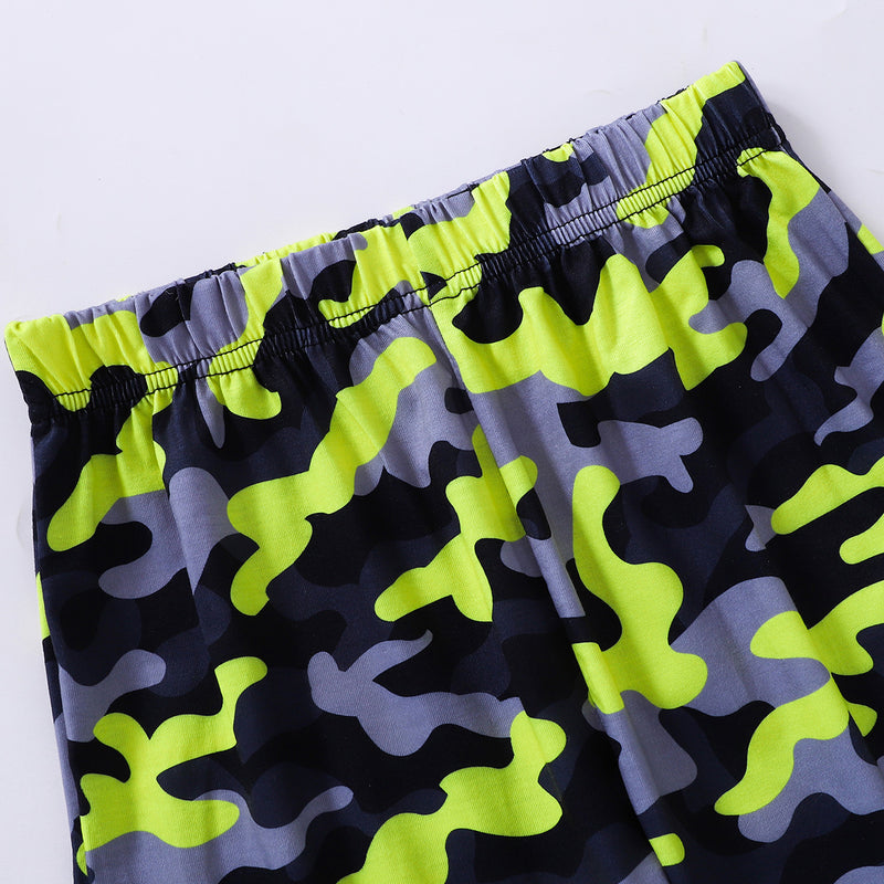 "Boys Dinosaur Graphic Tee and Camouflage Shorts Set | Trendy and Fun Outfit"