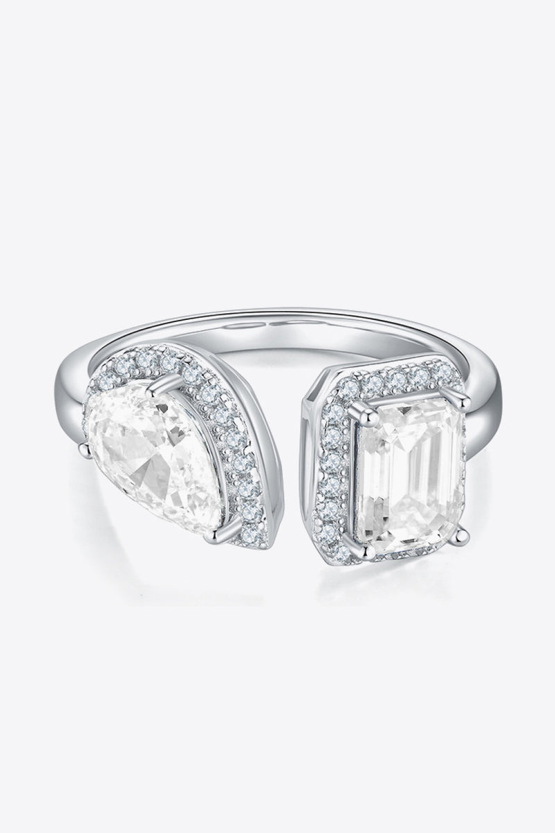 Sparkling Elegance: 1 Carat Moissanite 925 Sterling Silver Open Ring at Burkesgarb