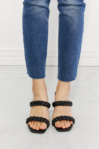 Elevate Your Style: MMShoes In Love Double Braided Block Heel Sandal in Black at Burkesgarb
