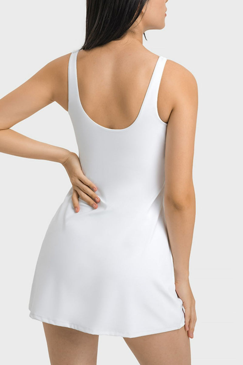 "Stylish and Functional: Square Neck Sports Tank Dress at Burkesgarb