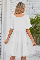 Flirty and Feminine: V-Neck Flounce Sleeve Tiered Dress at Burkesgarb