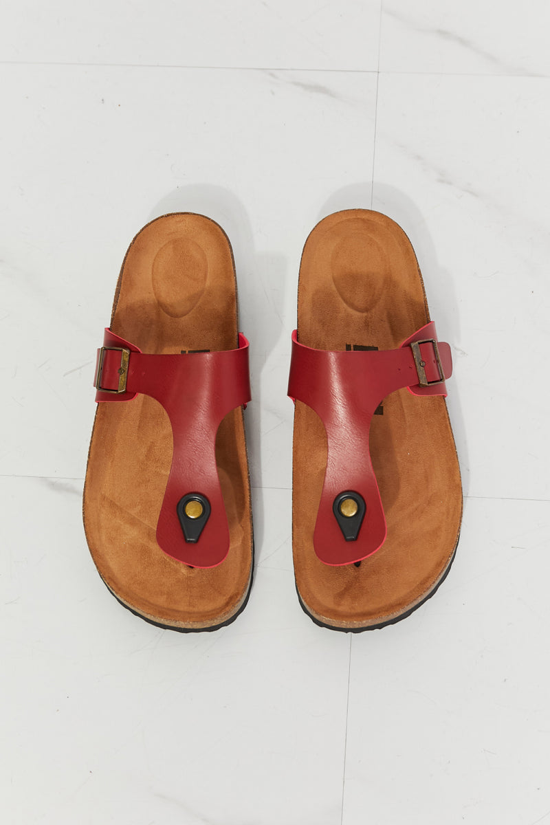 Stay Comfortable and Stylish with MMShoes Drift Away T-Strap Flip-Flop in Wine at Burkesgarb