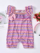 "Dress Your Baby Girl in Style with the Printed Bow Detail Square Neck Romper by Burkesgarb"