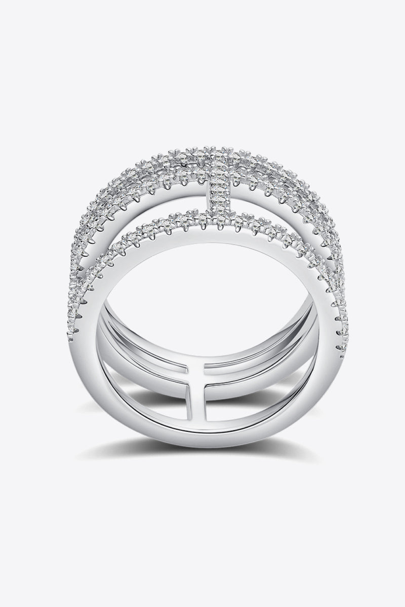 Modern Elegance: Moissanite Cutout Wide Ring at Burkesgarb