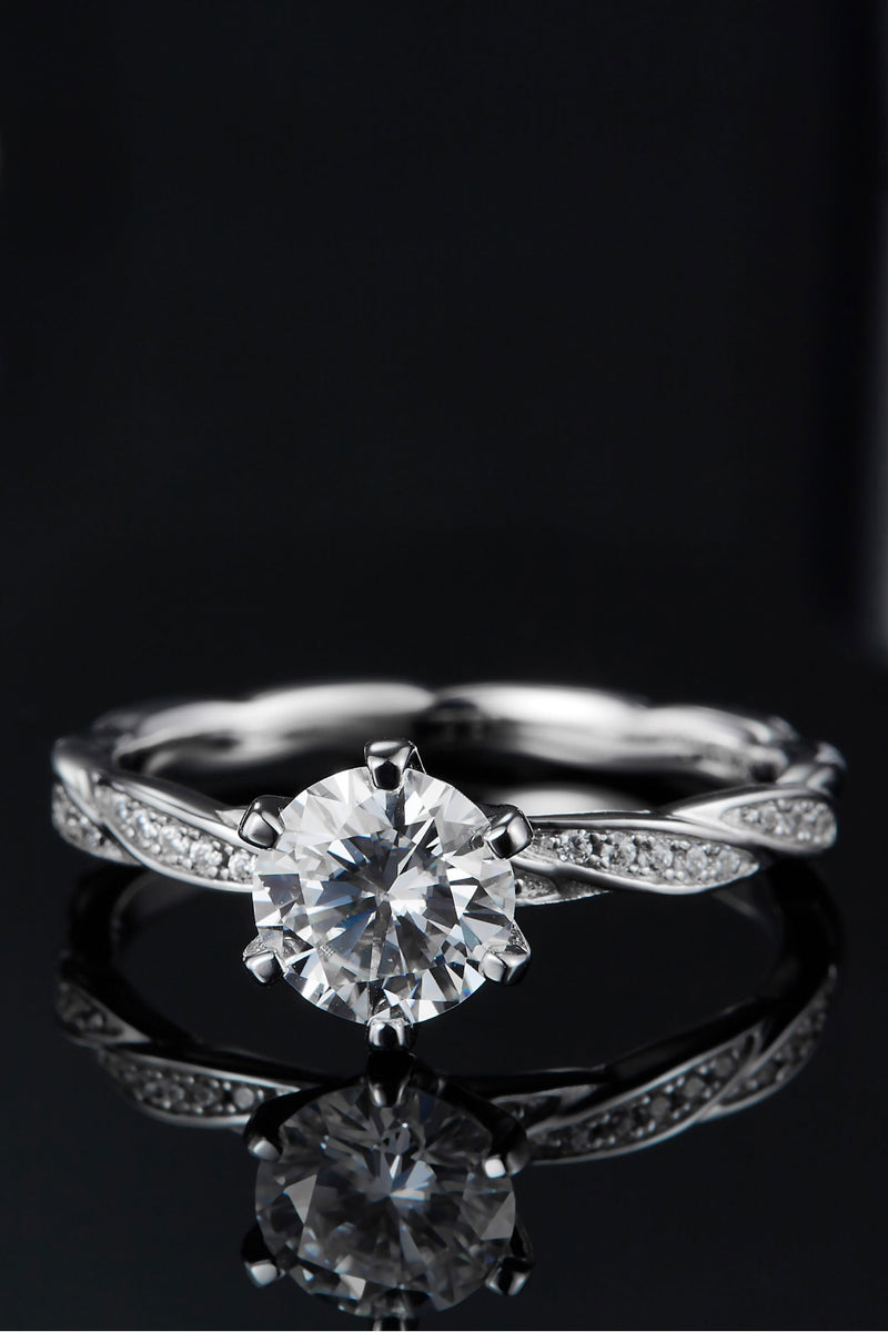 Elegance Redefined: 1 Carat Moissanite 925 Sterling Silver Ring at Burkesgarb