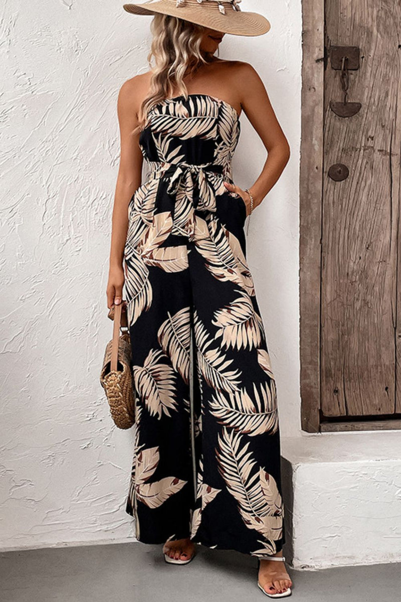 Embrace Effortless Chic with the Stunning Strapless Wide Leg Jumpsuit at Burkesgarb