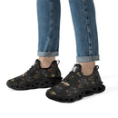 "Burkesgarb Black/Gold Rose Women's Flex Control Sneakers - Stylish and Supportive Footwear"
