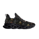 "Burkesgarb Black/Gold Rose Women's Flex Control Sneakers - Stylish and Supportive Footwear"