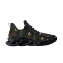 "Burkesgarb Black/Gold Rose Women's Flex Control Sneakers - Stylish and Supportive Footwear"