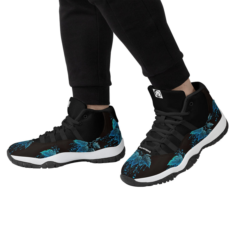 "Step up your game with the Burkesgarb Blue Rain Men's High Top Retro Basketball Sneaker"