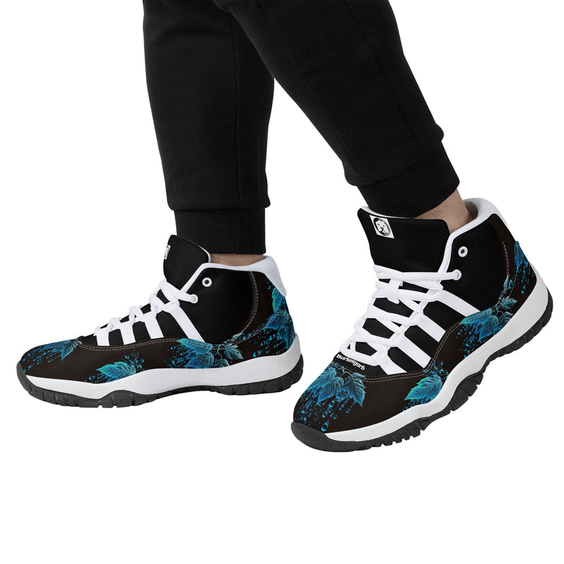 "Step up your game with the Burkesgarb Blue Rain Men's High Top Retro Basketball Sneaker"